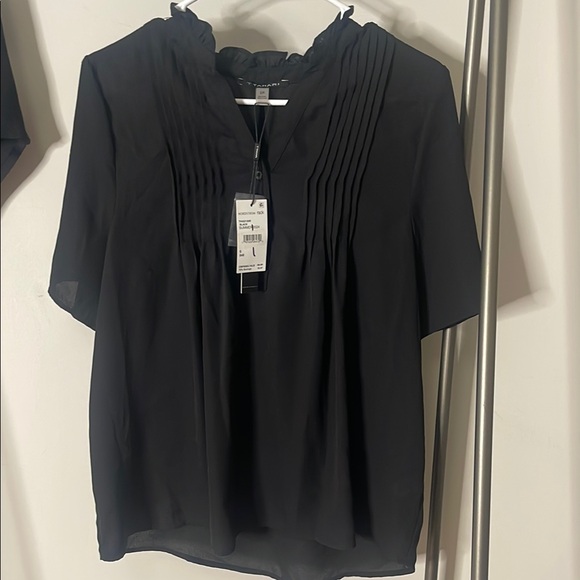 T Tahari Tops - T Tahari Black Pleated Ruffled Blouse